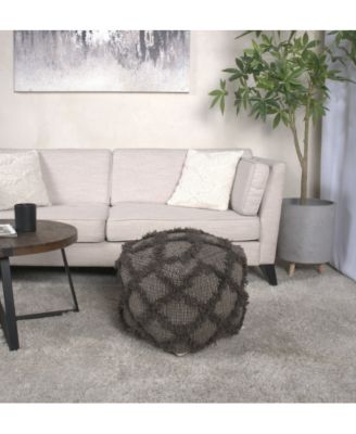 Handcrafted Wool Cotton Square Ottoman Pouf, Indoor Decor Floor Foot Stool 16x16 Inches