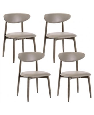 Modern Wooden Dining Chairs Set of 4 with Padded Faux Leather Seats