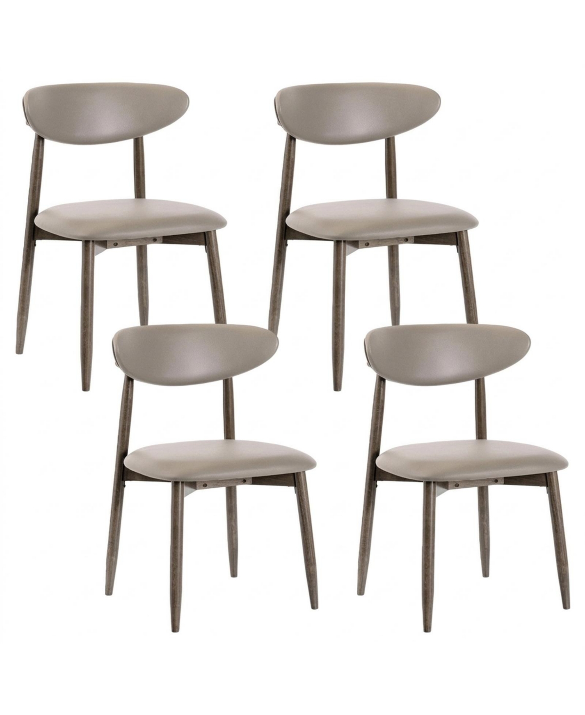 Gouun Modern Wooden Dining Chairs Set of 4 with Padded Faux Leather Seats