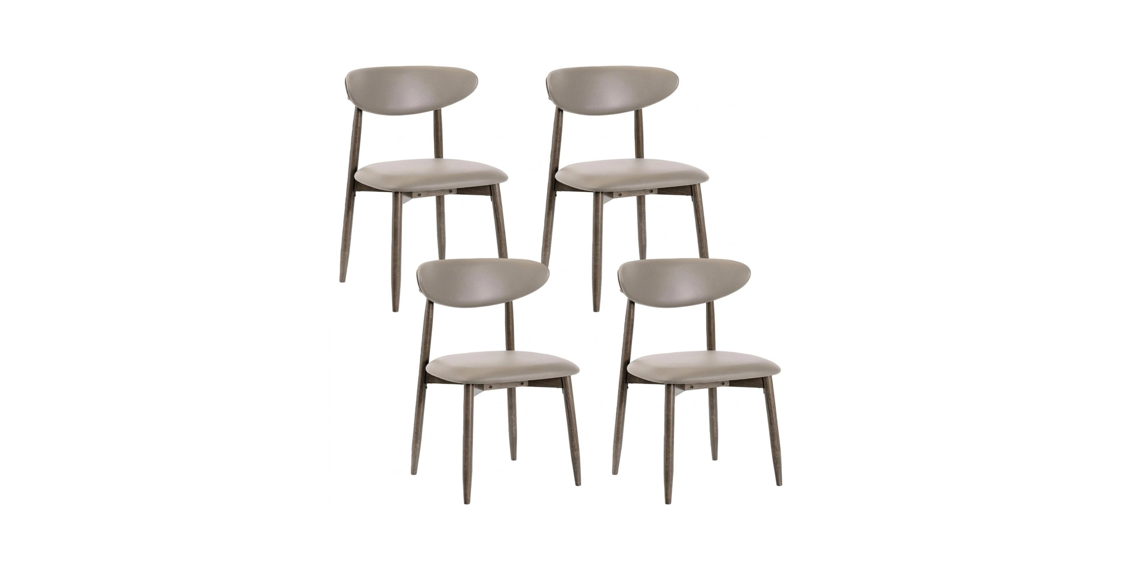 Gouun Modern Wooden Dining Chairs Set of 4 with Padded Faux Leather Seats