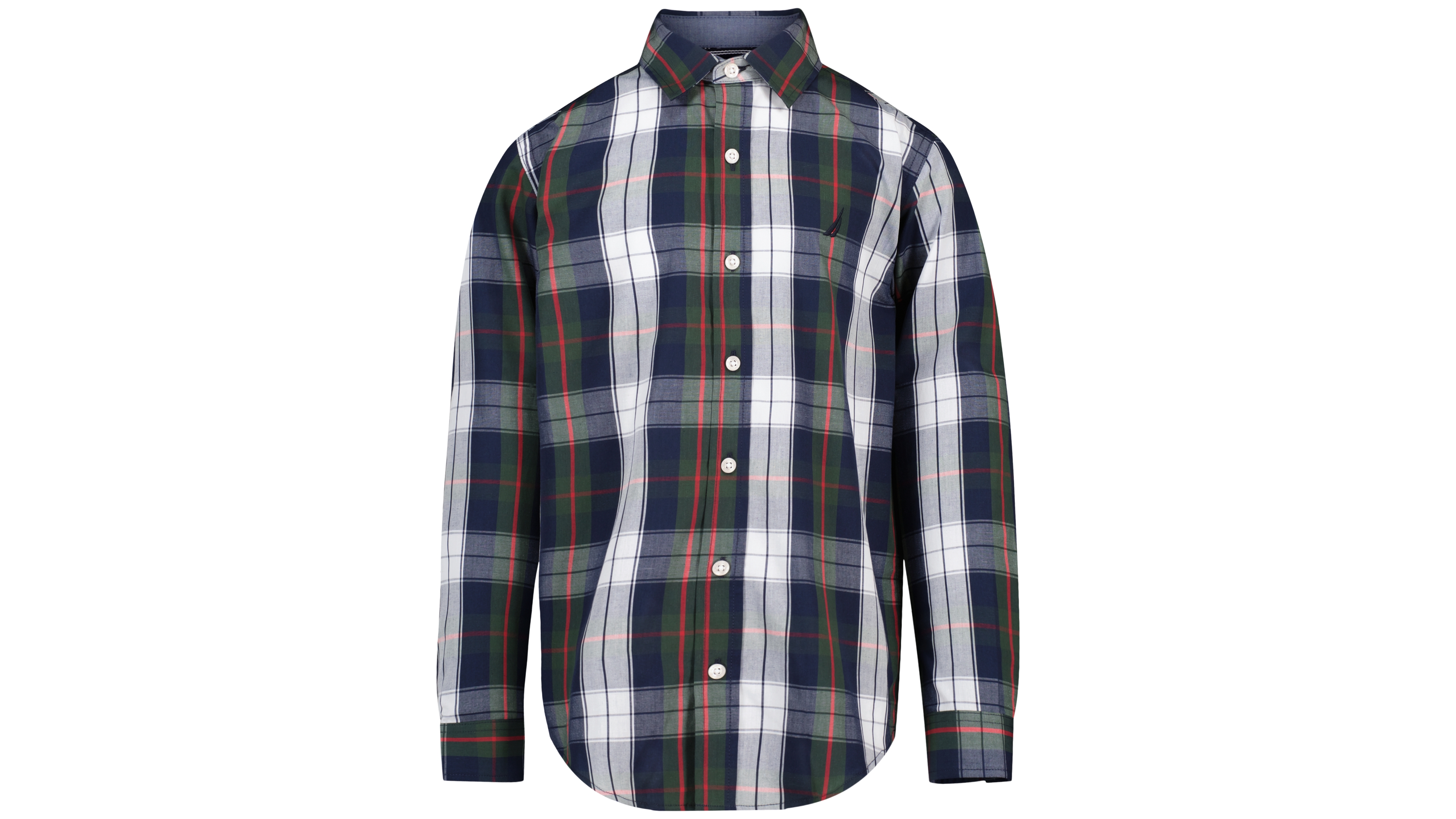 Nautica Boys' 8-20 Scotch Plaid Point Collar Long-Sleeve Shirt