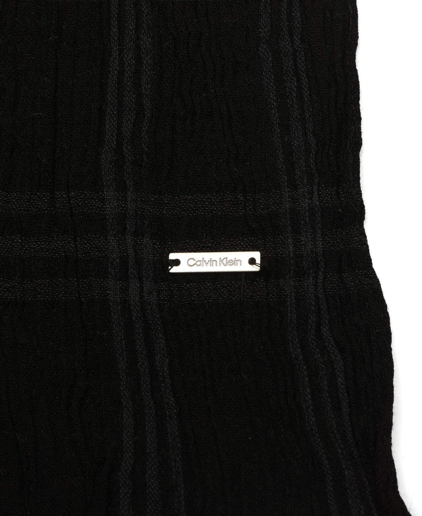 Мужской шарф Calvin Klein Plaid Fringed Wool-Viscose Blend, цвет: Чёрный — фото 4
