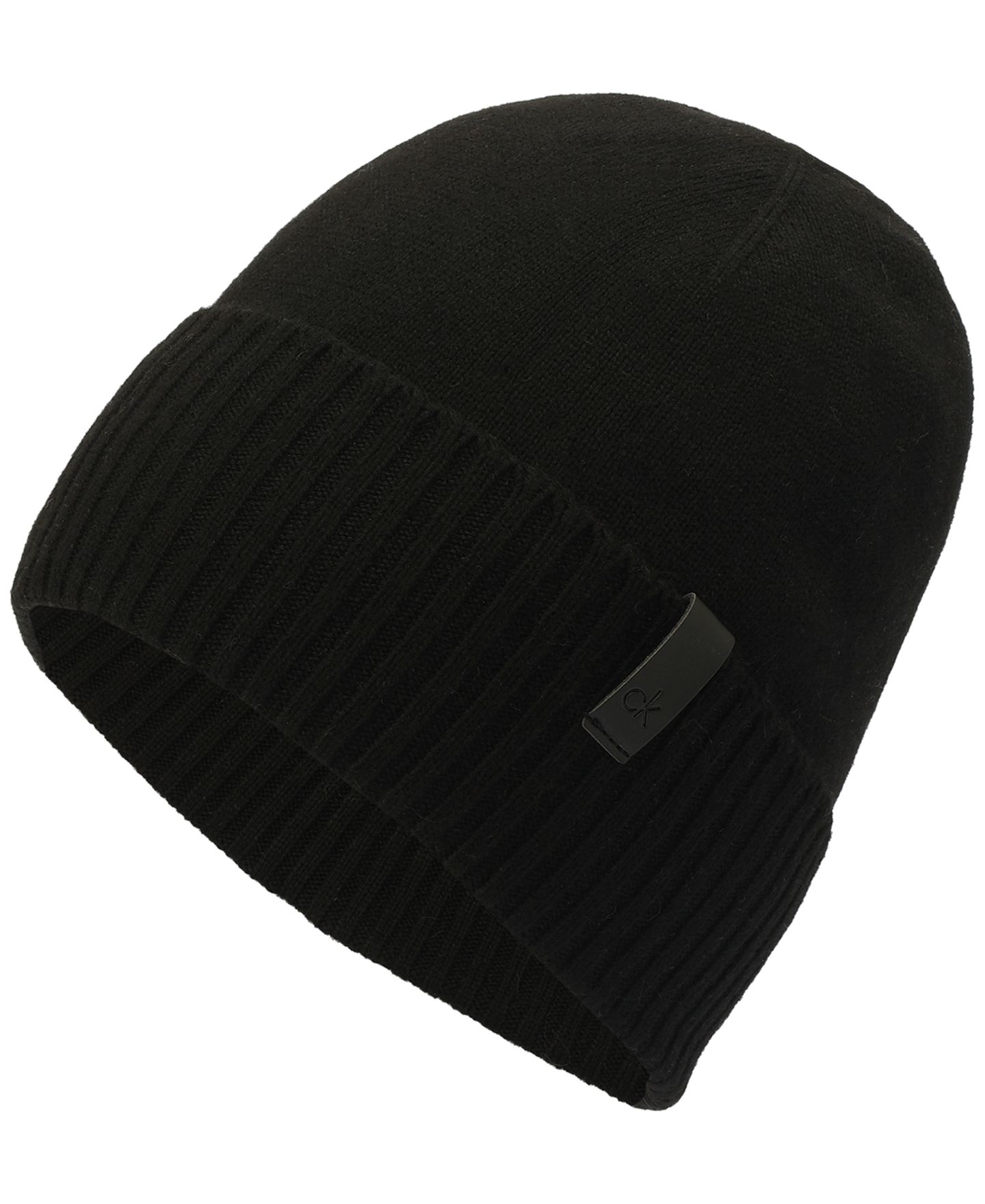 Мужская шапка Calvin Klein Ribbed-Knit Winter Beanie, цвет: Чёрный — фото 2