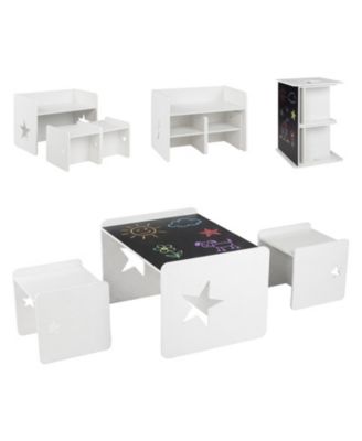 3-Piece Space-Saving Toddler Table and Chair Set with Chalkboard Top