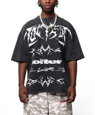 Men's Metal Stacked Vintage Graphic Oversized Dropped-Shoulder T-Shirt