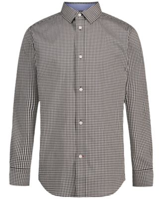 Boys' 8-20 Stretch Mini-Gingham Button-Up Shirt