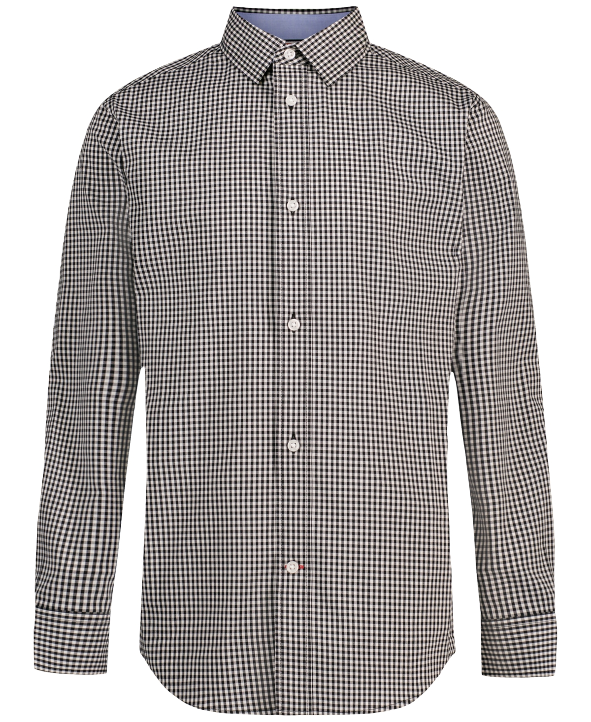 Tommy Hilfiger Boys' 8-20 Stretch Mini-Gingham Button-Up Shirt - Black
