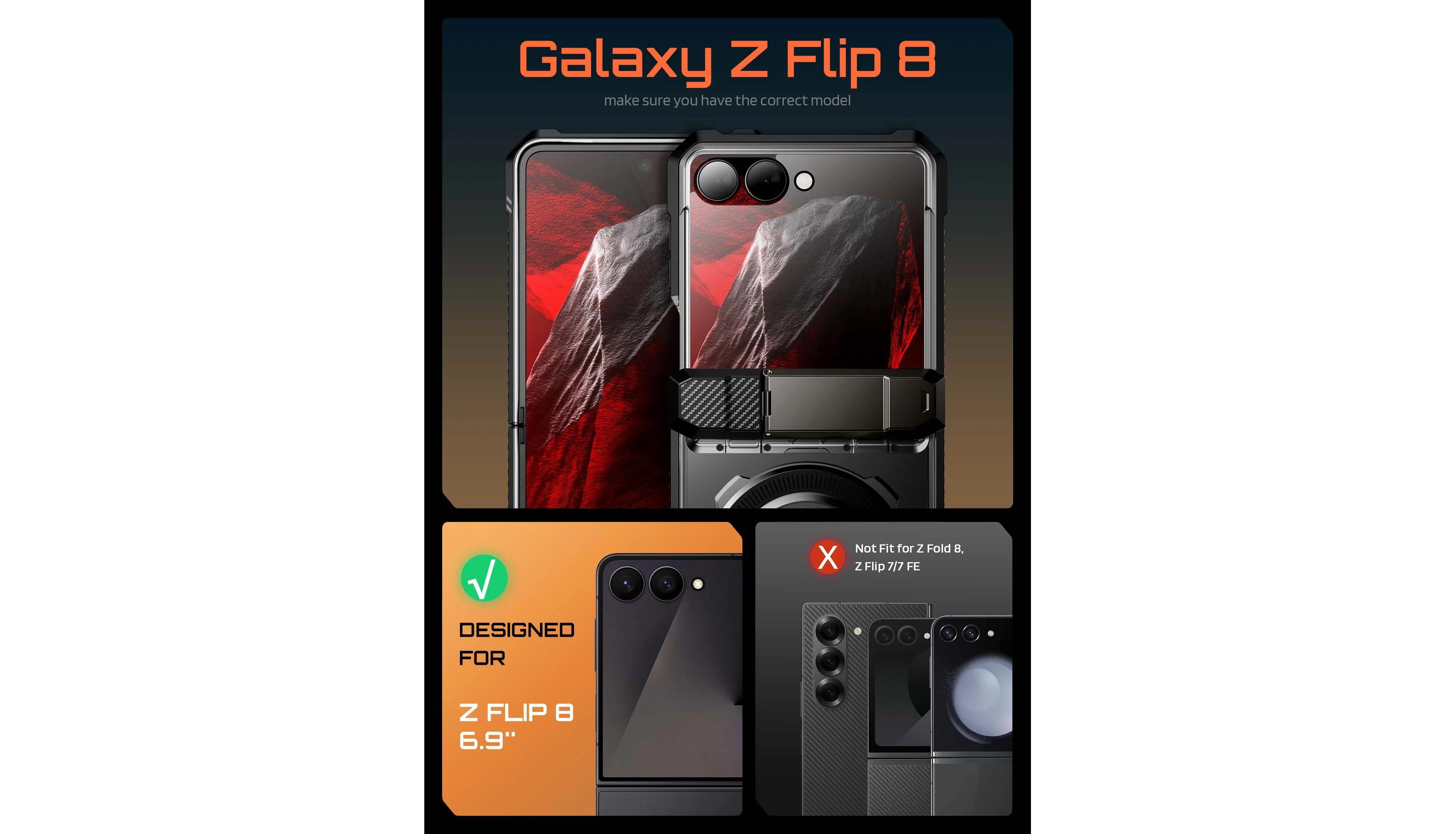 Supcase Ub Grip MagSafe Case for Samsung Galaxy Z Flip 8 with Kickstand and Front Screen Protector