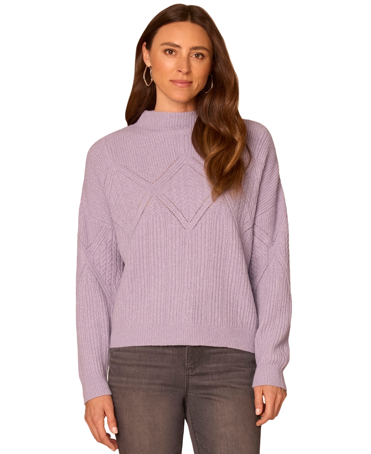 Democracy Women's Cable-Knit Mock-Neck Pullover