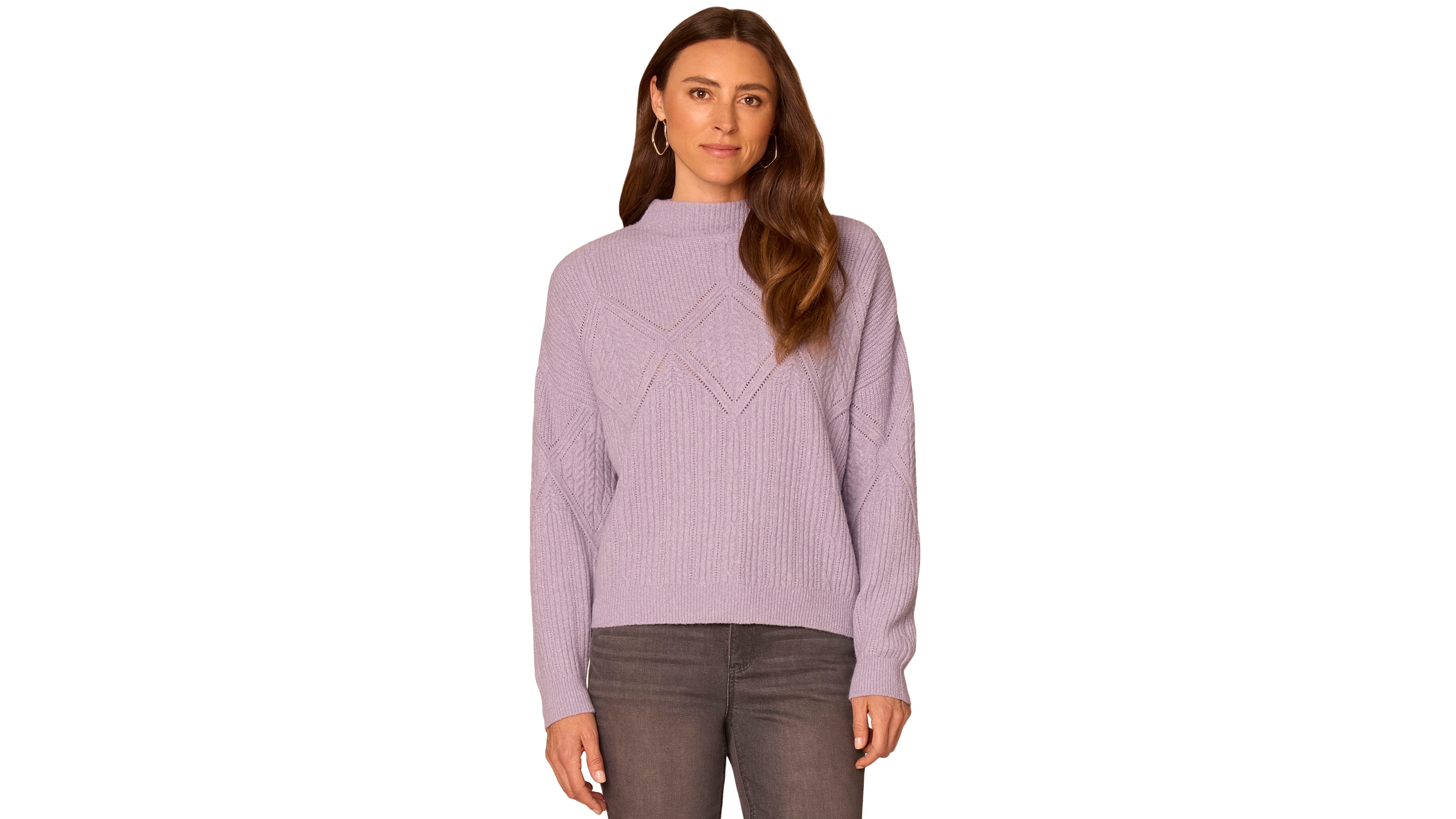 Democracy Women's Cable-Knit Mock-Neck Pullover
