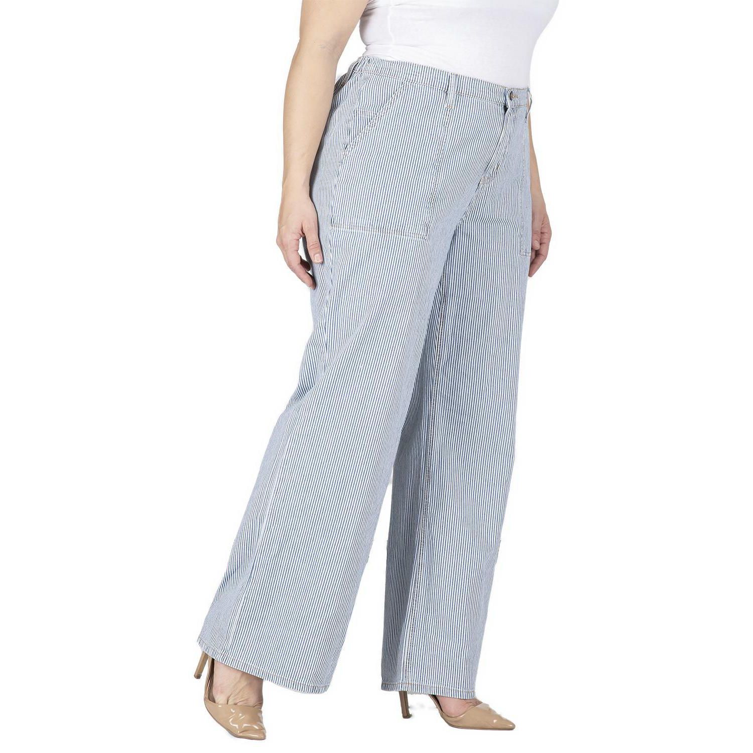Women's Mona High-Rise Wide-Leg Striped Denim Pants