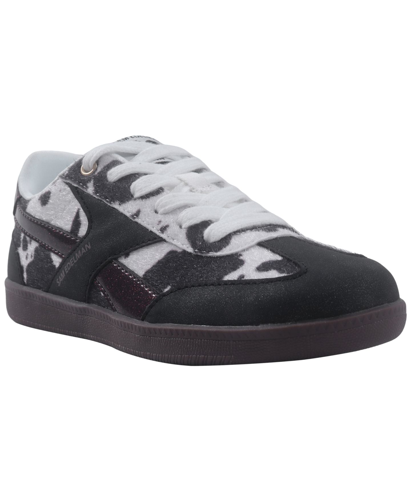 Кроссовки Sam Edelman Lenny Lee Cow-Print Sneakers для девочек, цвет: Чёрный — фото 1