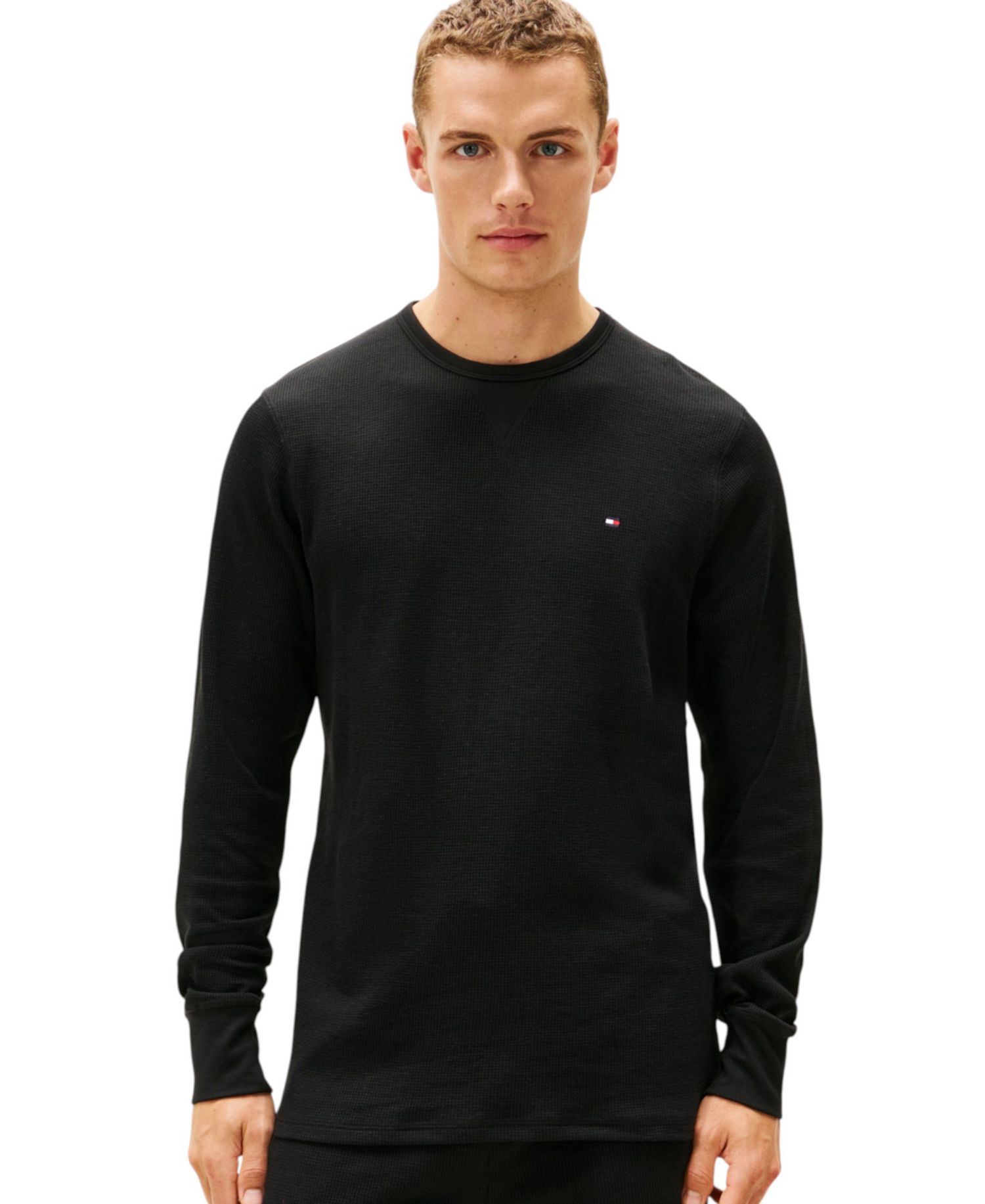 Men's Core Flag Long-Sleeve Crewneck Cotton Pajama T-Shirt