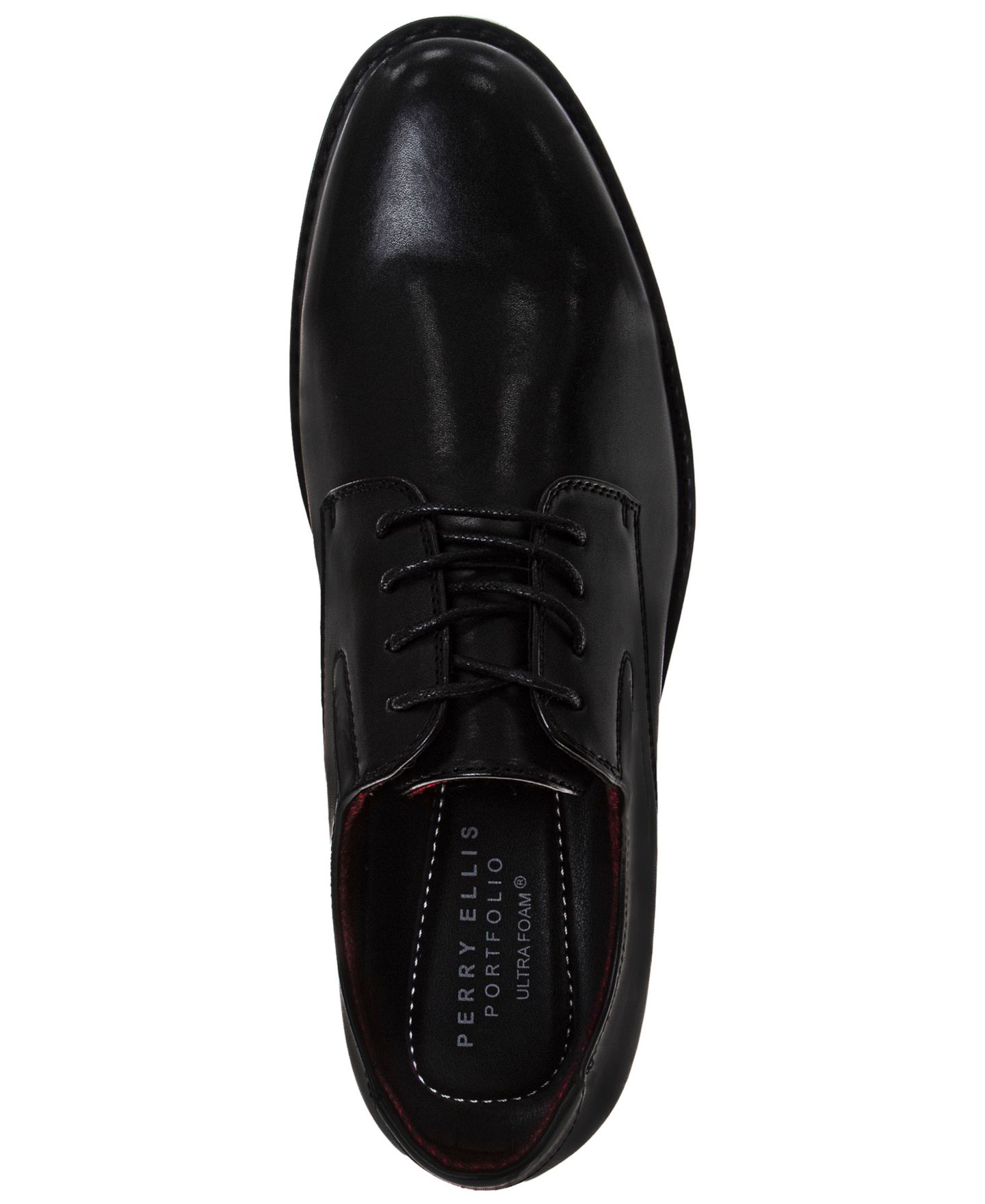 Мужские туфли Perry Ellis Round-Toe Heel-Detail Oxford, цвет: Чёрный — фото 4