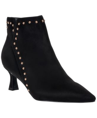 Women's Ivette Faux Suede Kitten-Heel Pointed-Toe Studded Bootie