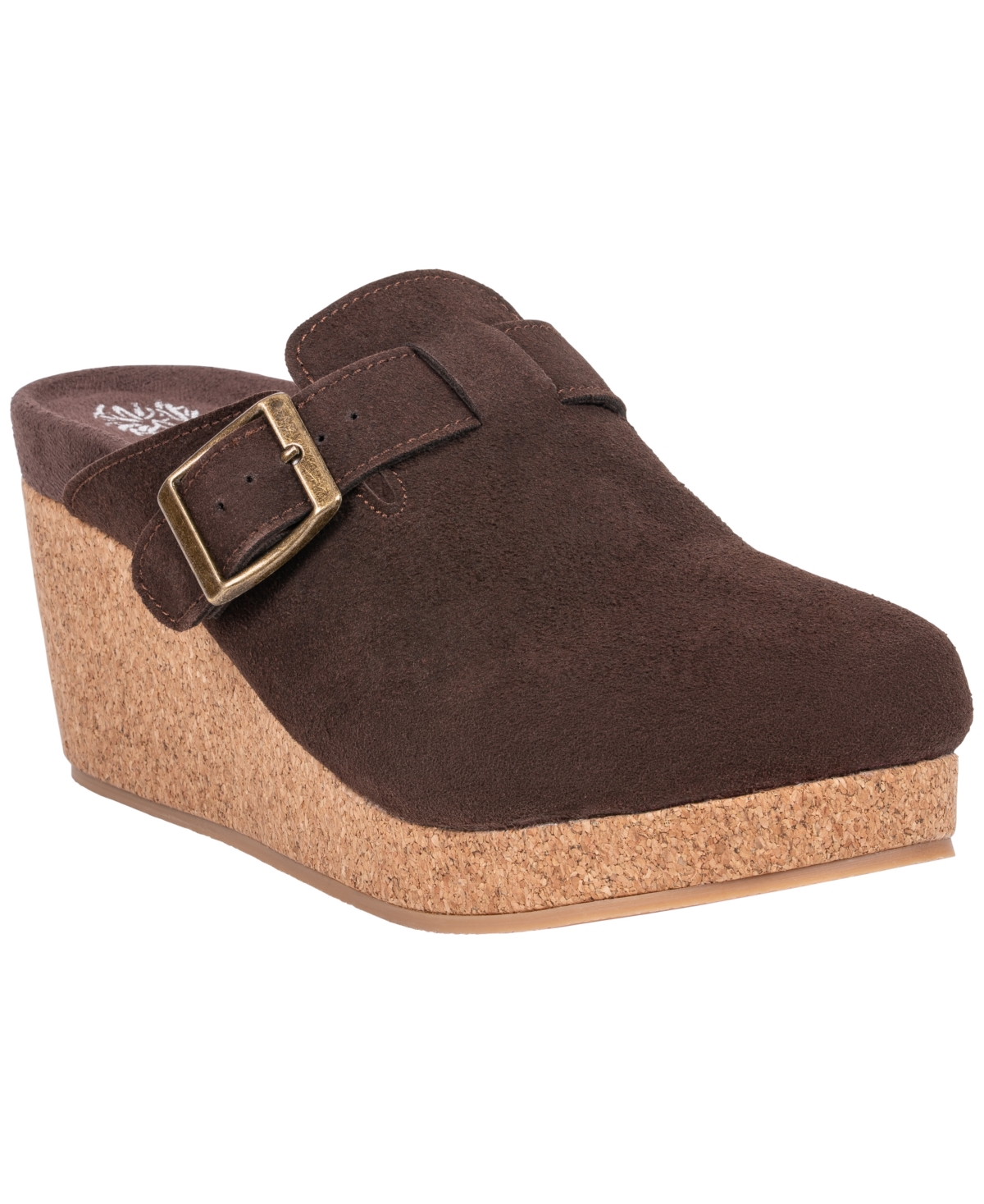 Gc Shoes Women's Madison Platform-Wedge Buckle Faux Suede Mule Clogs - Brown