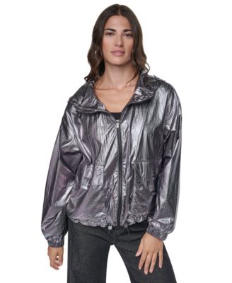 Women's Metallic Hooded Long-Sleeve Jacket
