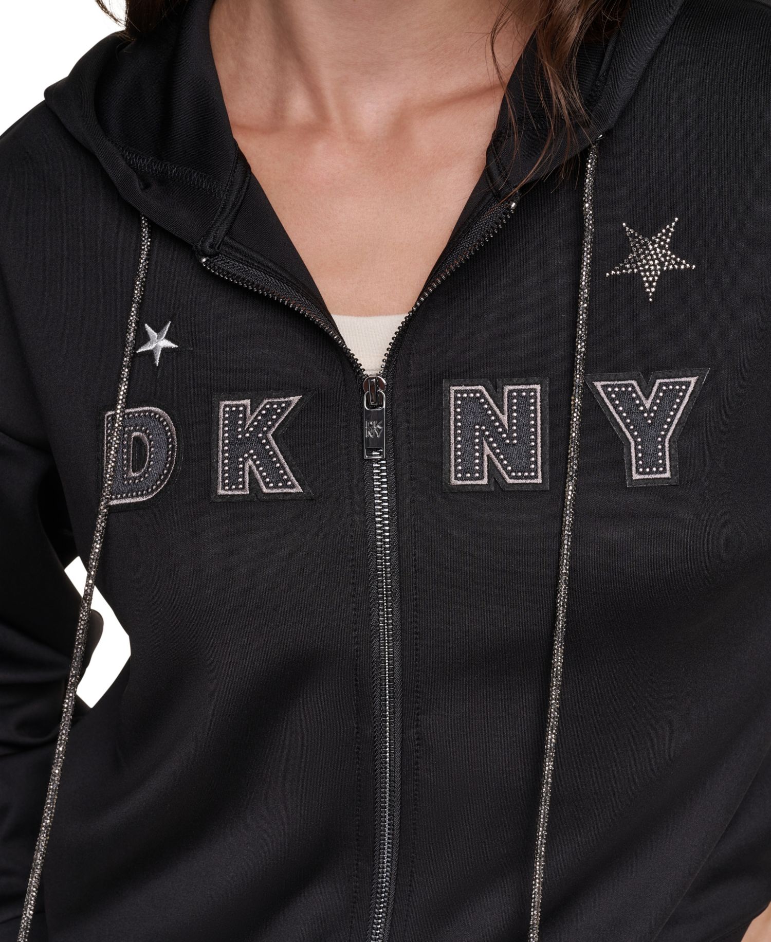 Women's Pins and Patches Full-Zip Hoodie Sweatshirt