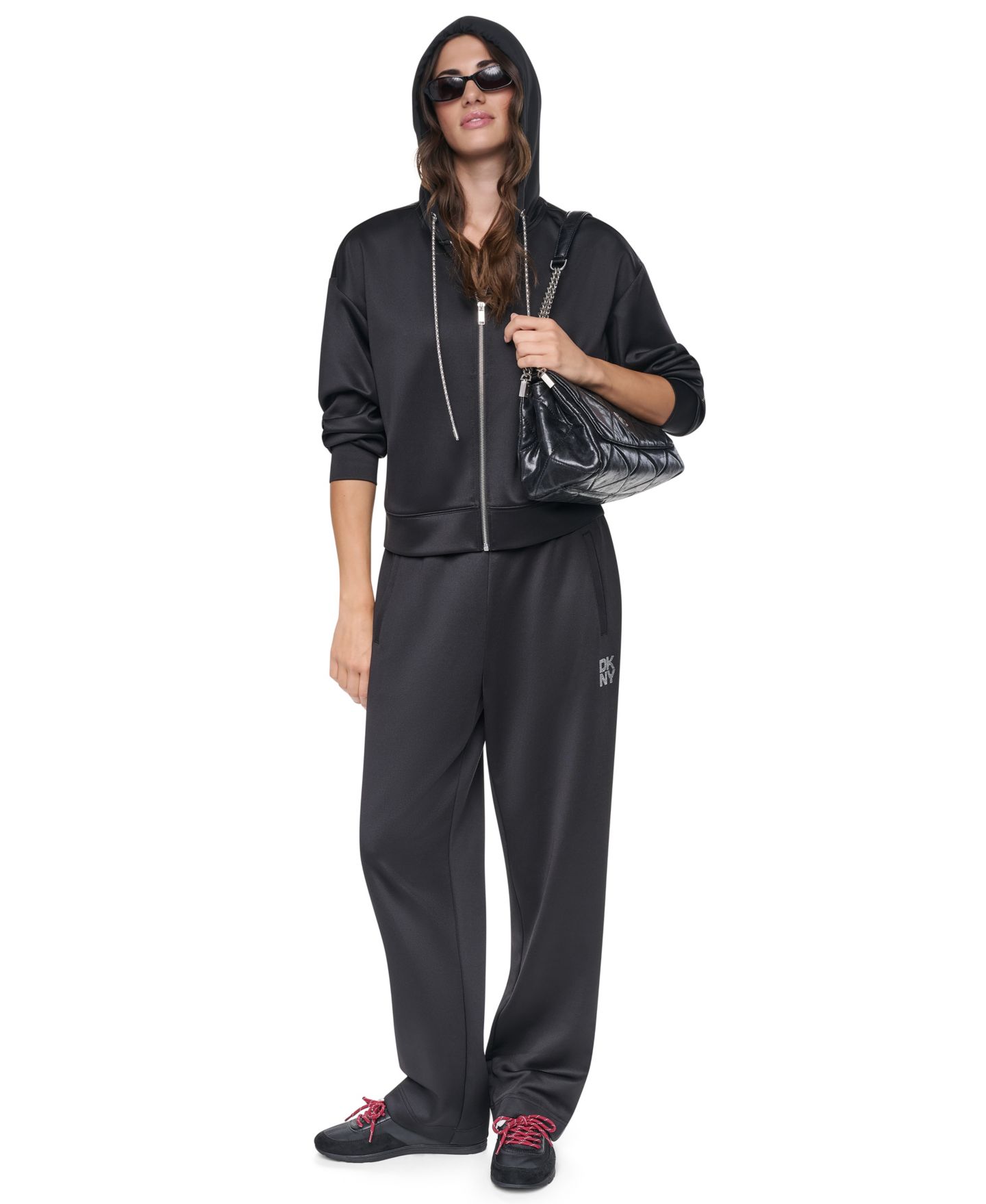 Женское худи DKNY Chain Cord Full Zip, цвет: Чёрный — фото 6