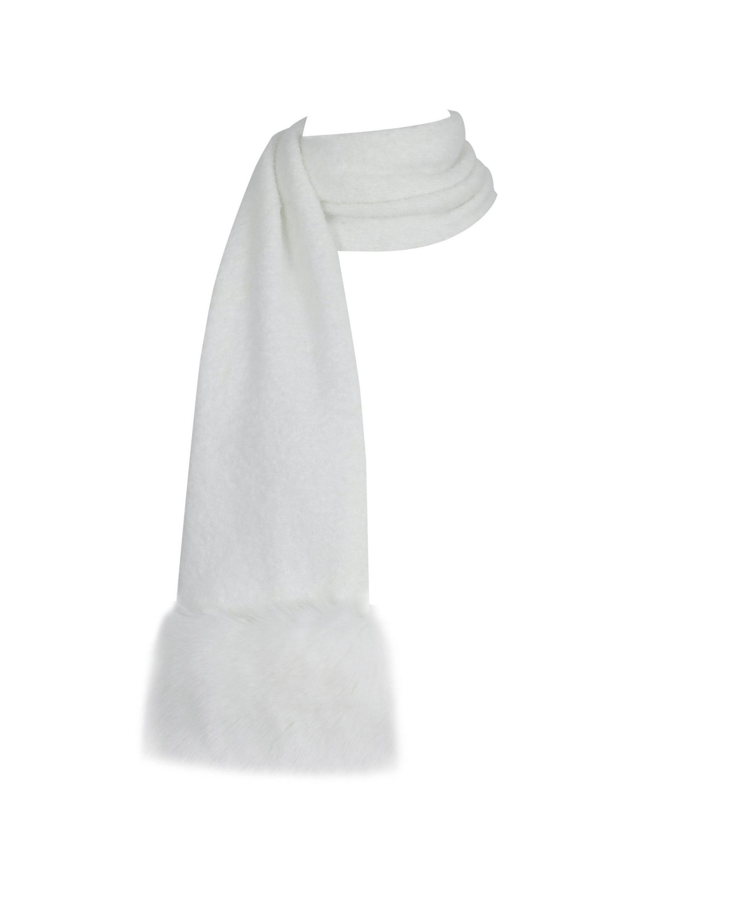 Women Selma White Wool-Blend Ribbed Knit Scarf