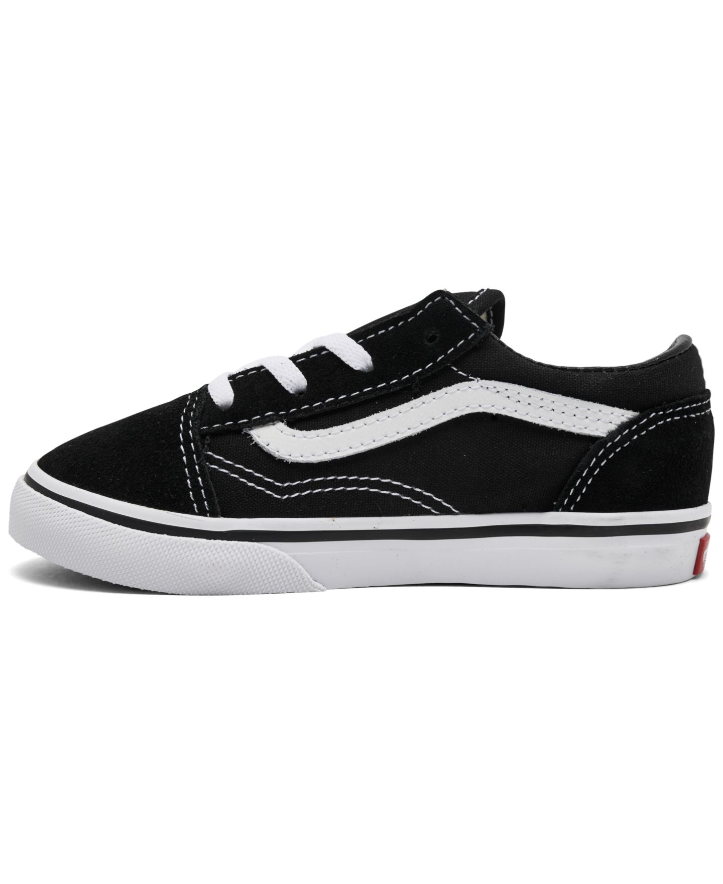 Детские низкие кеды Vans Old Skool из замши и канваса для малышей, цвет: Чёрный / Белый — фото 3