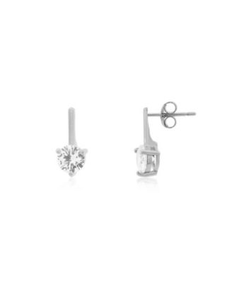 CZ Round Drop Earrings Sterling Silver