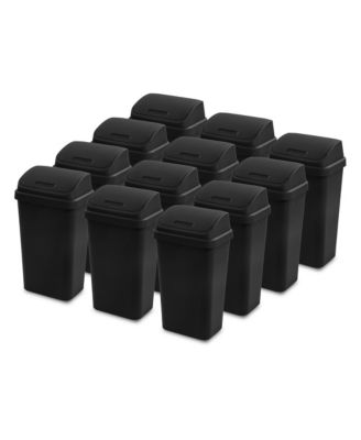 13 Gal Kitchen Swing Top Lidded Wastebasket Trash Can, 12 Pack