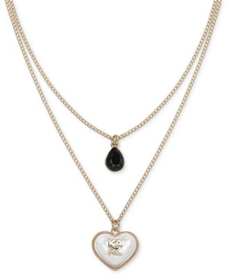 Imitation Pearl Gold-Tone Heart Pendant Necklace, 16"/18"