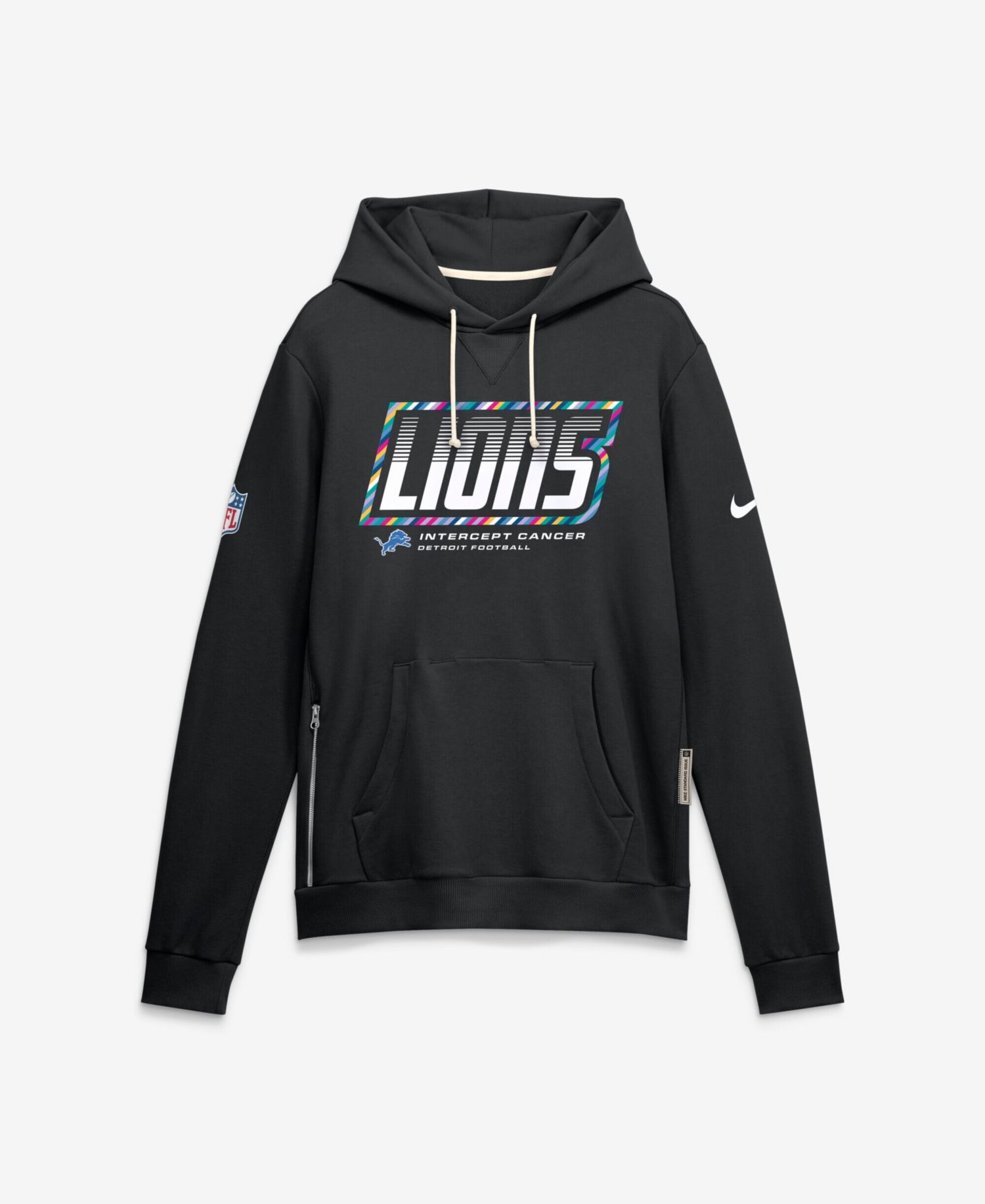 Men's Black Detroit Lions 2026 NFL Cruical Catch Sideline Dri-Fit Pullover Hoodie