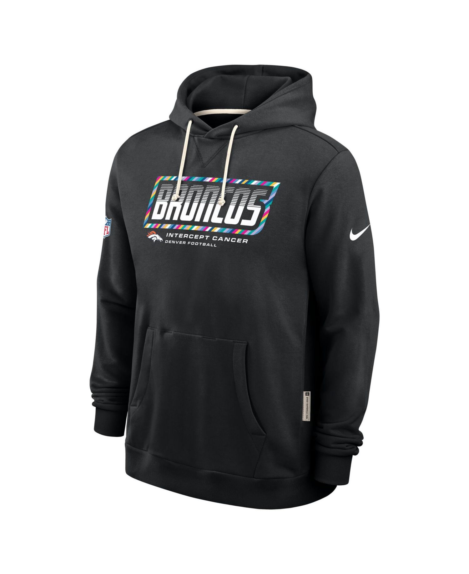 Men's Black Denver Broncos 2026 NFL Cruical Catch Sideline Dri-Fit Pullover Hoodie