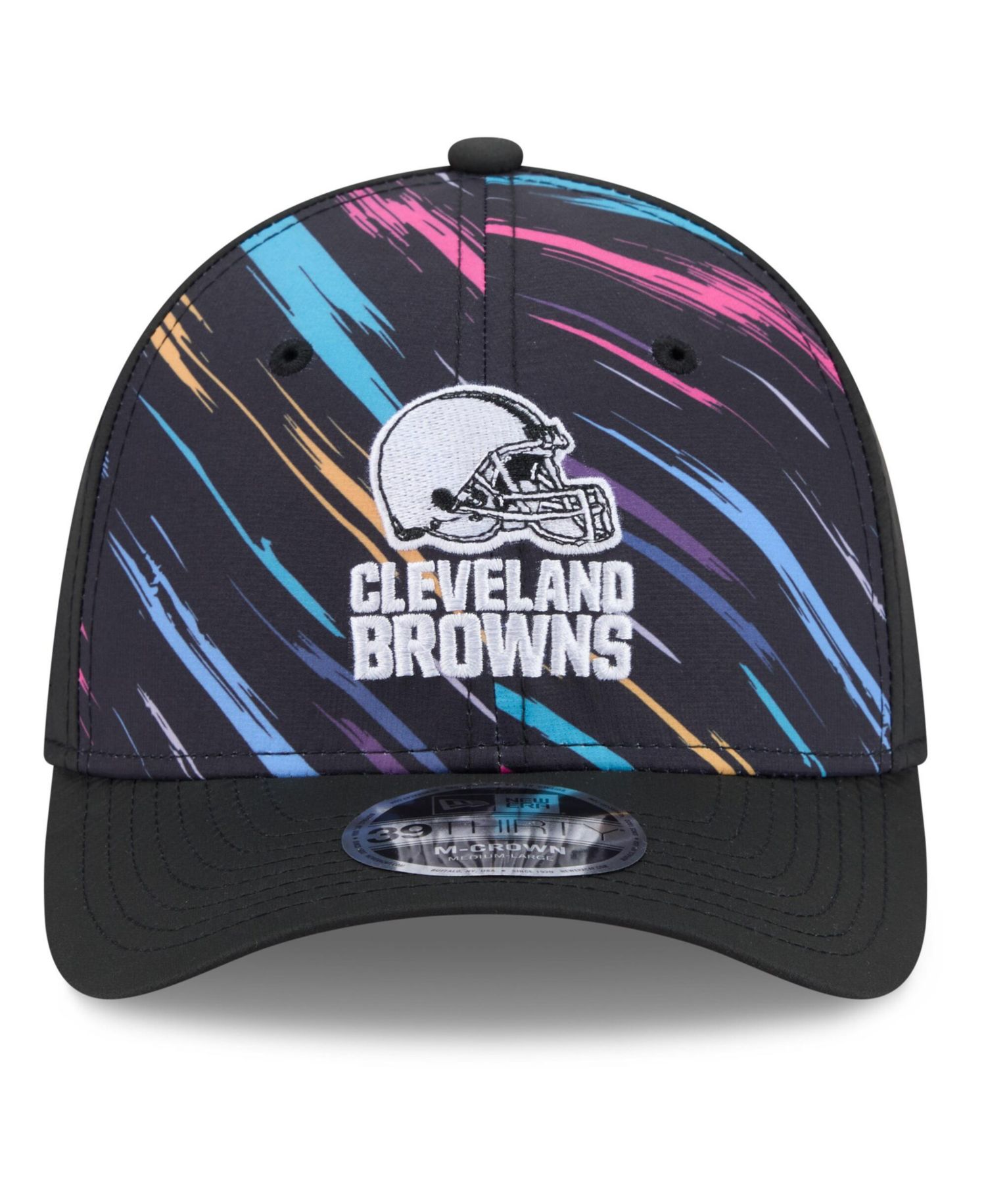 Men's Black Cleveland Browns 2026 NFL Cruical Catch 39THIRTY M-Crown Stretch Hat