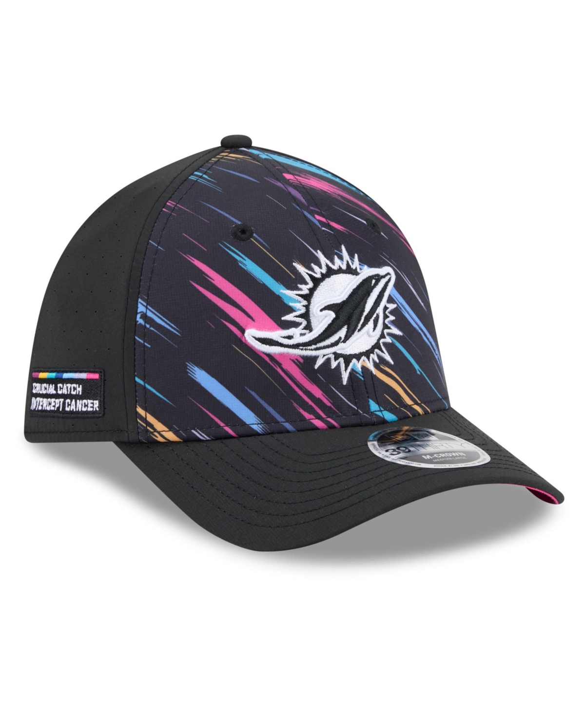 New Era Men's Black Miami Dolphins 2026 Nfl Cruical Catch 39THIRTY M-Crown Stretch Hat