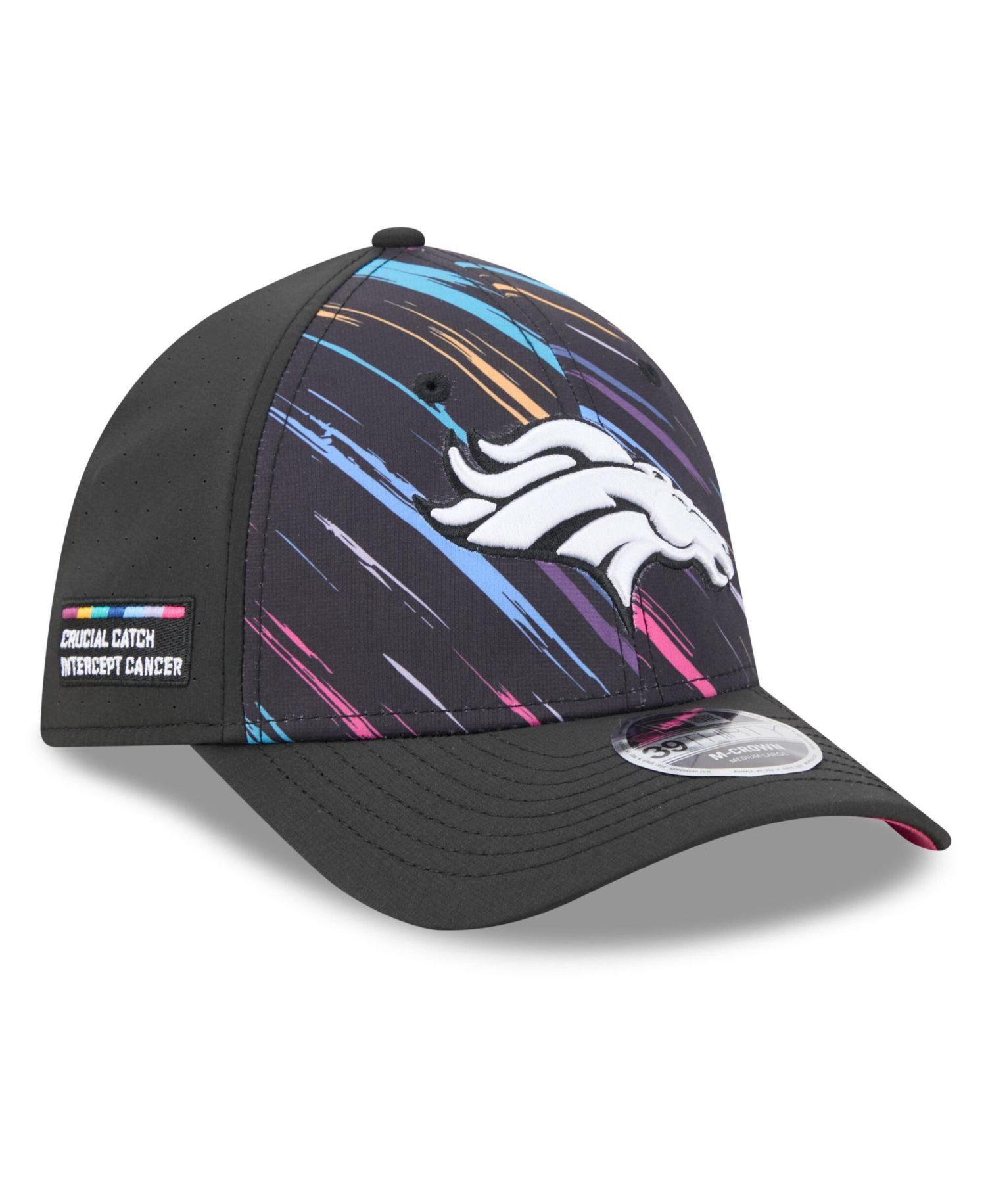 Men's Black Denver Broncos 2026 NFL Cruical Catch 39THIRTY M-Crown Stretch Hat