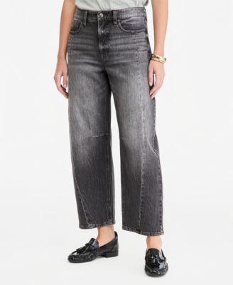 Women's Cropped High-Rise Barrel-Leg Jeans