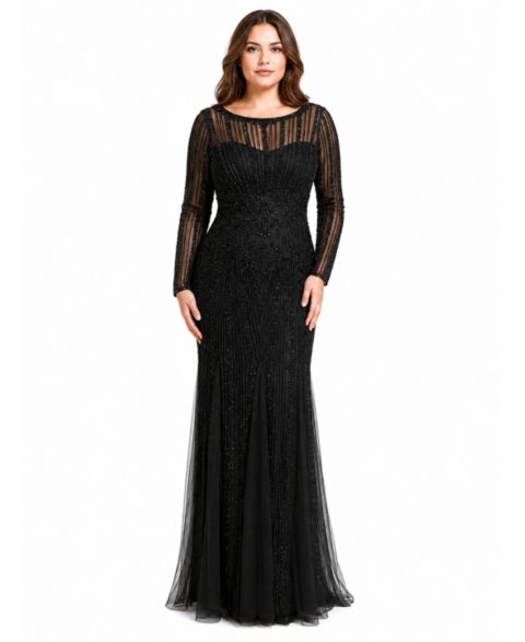 Женские платья Lara High Neck Beaded Gown, цвет: Чёрный