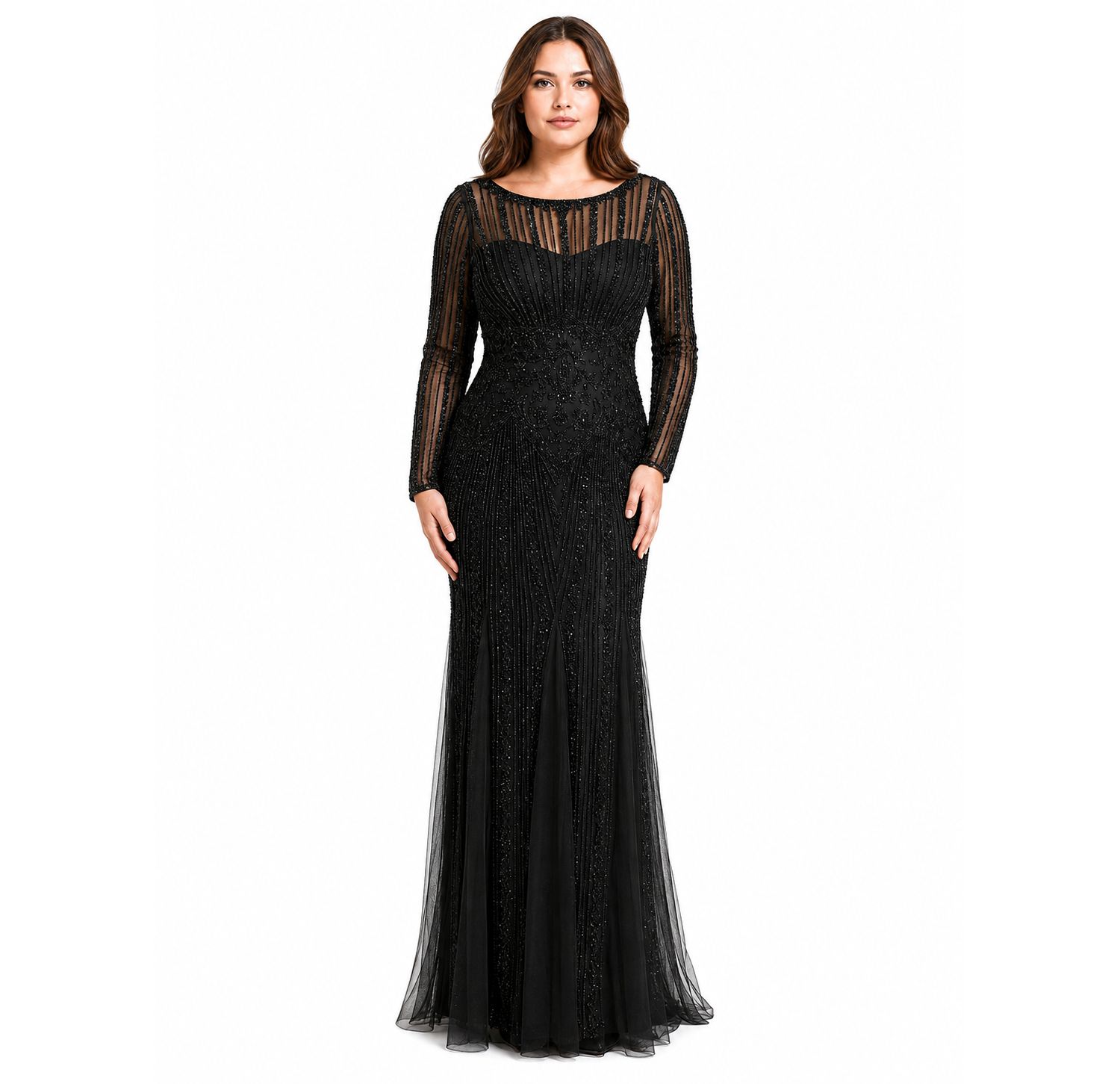Women's High Neck Beaded Gown