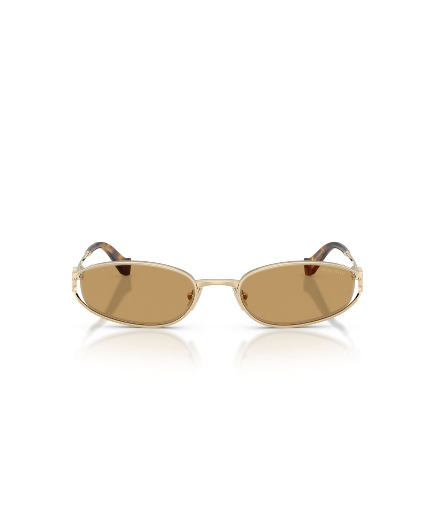Женские солнцезащитные очки MIU MIU Geometric Metal Sunglasses MU C51S, цвет: Бледный золотой — фото 2