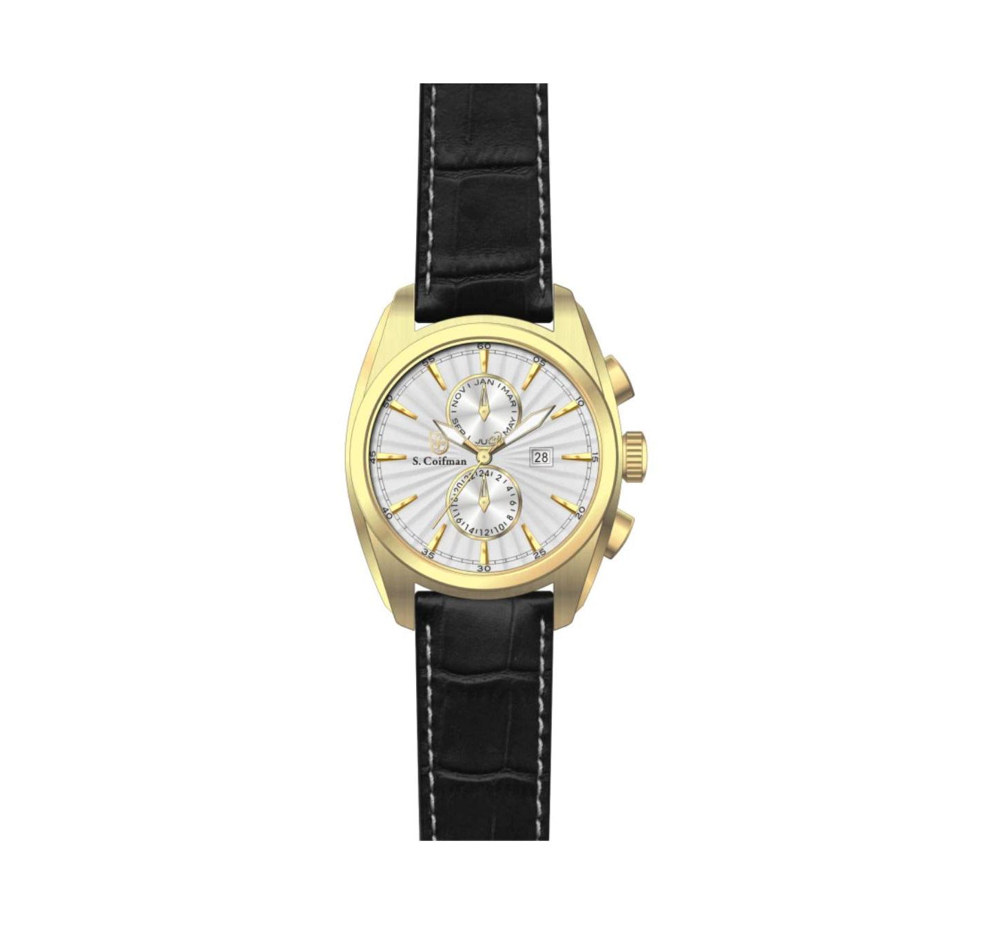 Мужские часы Invicta S.Coifman SC0134 Heritage Chronograph Leather Strap Watch, цвет: Чёрный — фото 2