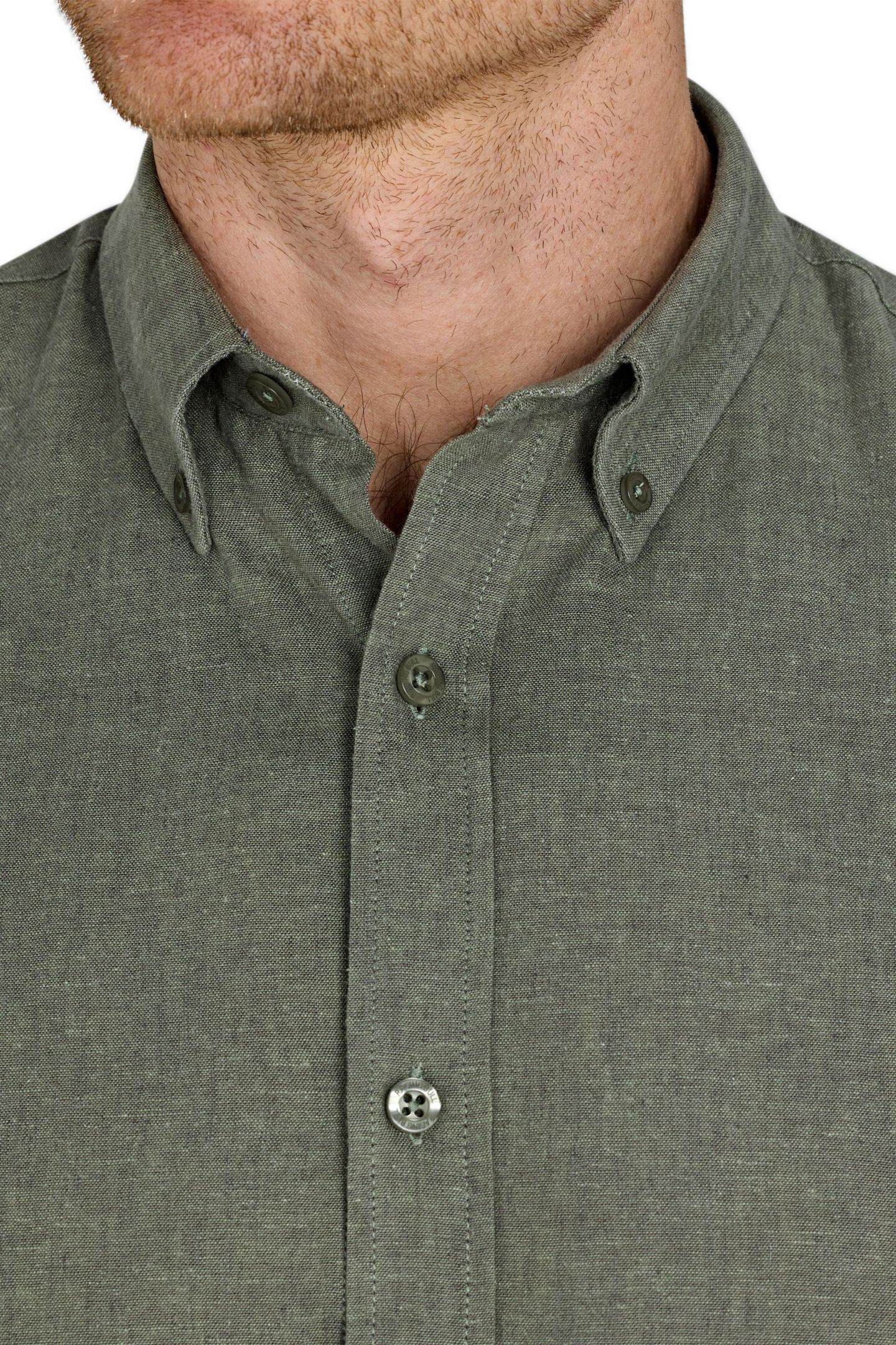 Мужская рубашка Raging Bull Classic Long-Sleeve Linen-Blend, цвет: Оливковый — фото 3