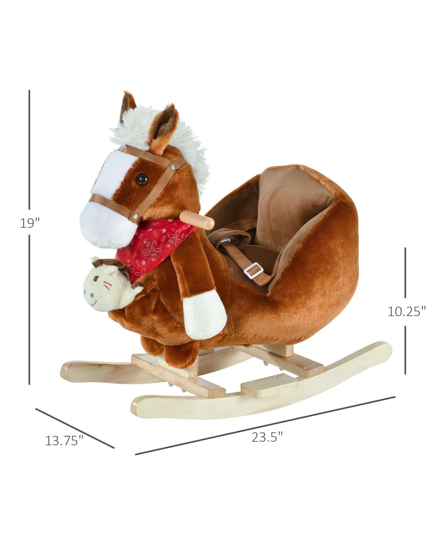 Детская игрушка Glintex 12V Electric Ride-On Rocking Horse with Sounds, Ages 1.5-3, цвет: Коричневый — фото 2