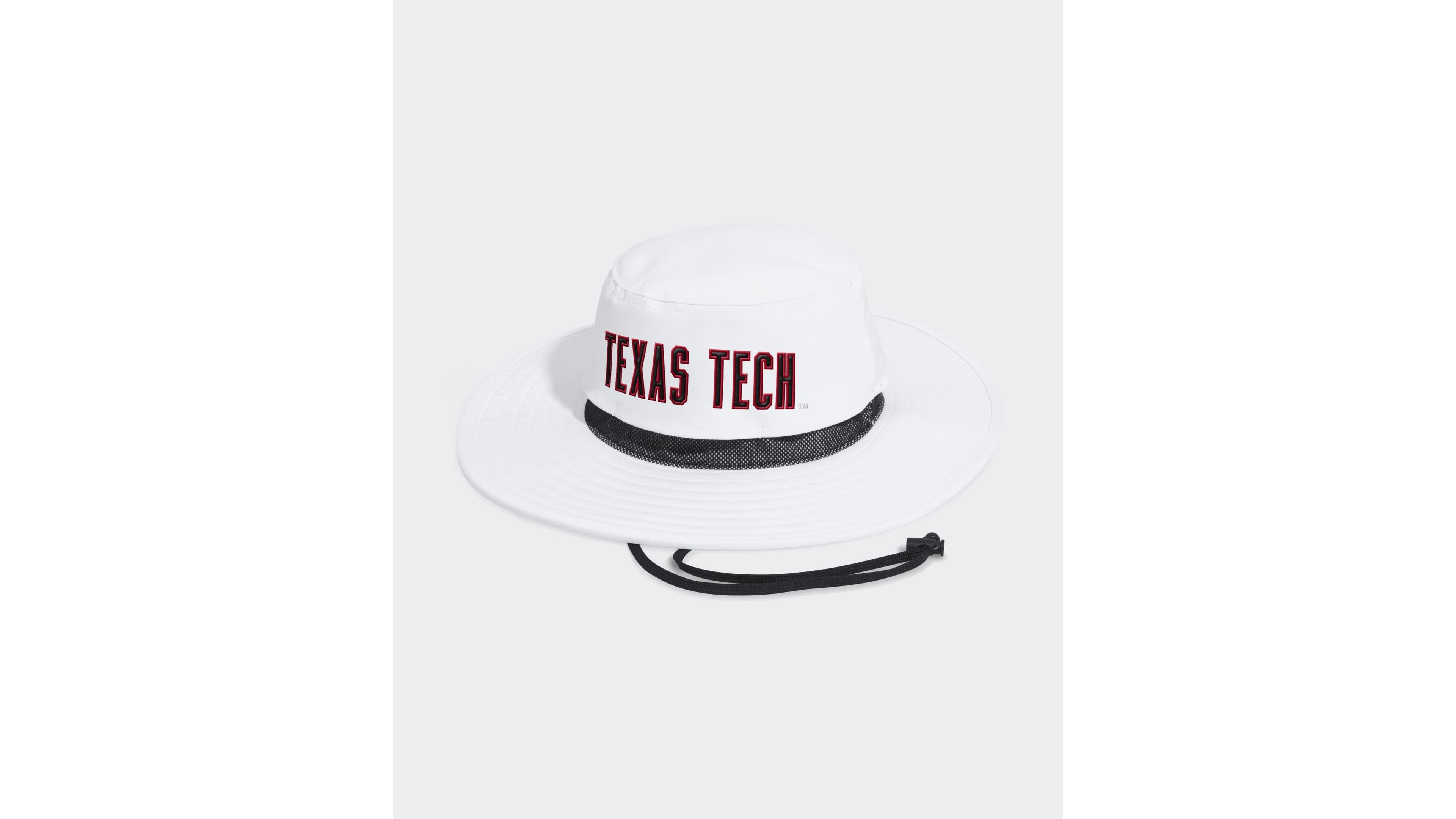 Men's adidas White Texas Tech Red Raiders 2026 Sideline Wide Brim Boonie Bucket Hat