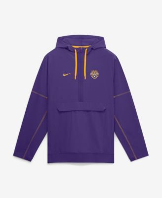 Men's Purple LSU Tigers 2026 Sideline Anorak Half-Zip Hooded Jacket