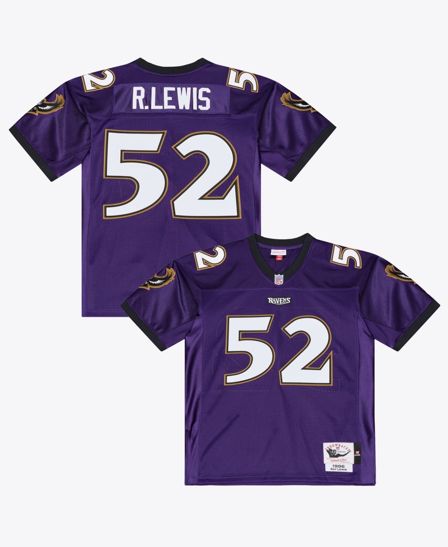 Men's Ray Lewis Purple Baltimore Ravens 1996 Authentic Throwback Jersey