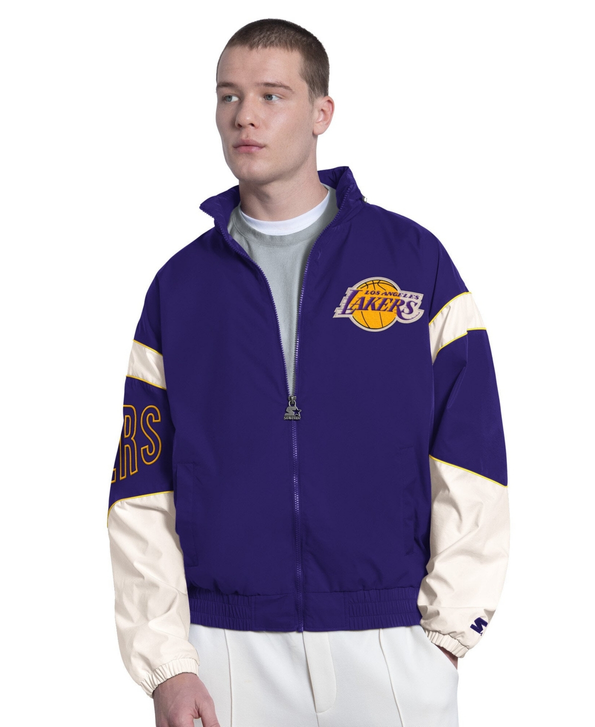 Starter Men's The Gust Los Angeles Lakers Lightweight Water-resistant Windbreaker Jacket In Purple