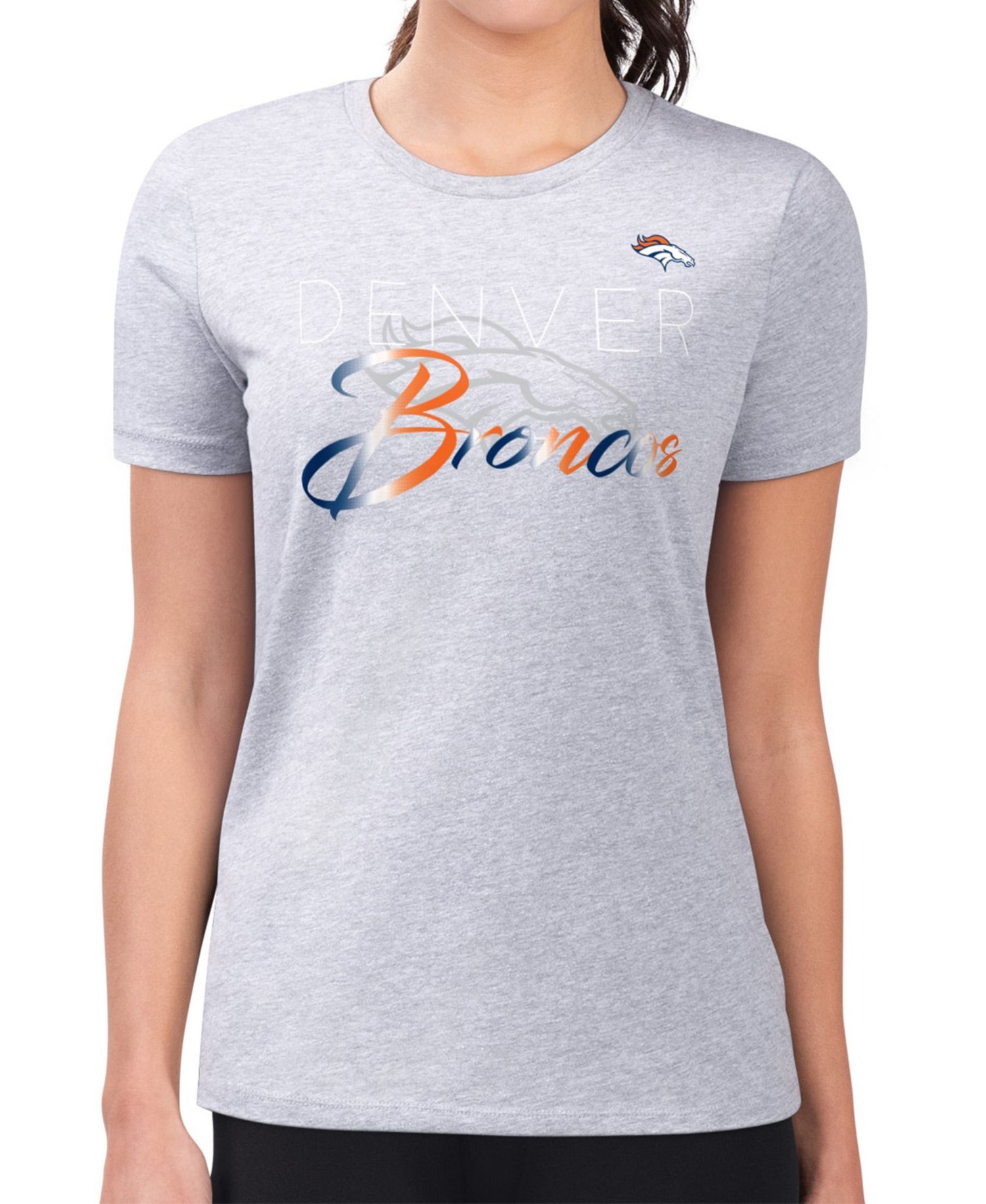 Women's Gray Denver Broncos Super-Slim Fit Lightweight Shadow Logo T-Shirt