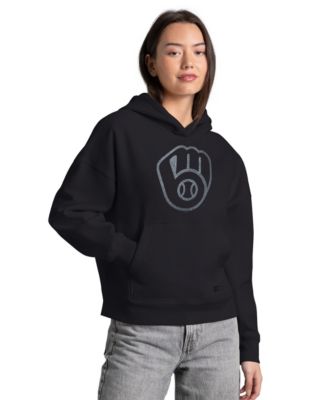 Women's  Black Milwaukee Brewers Fleece Rhinestone Hoodie