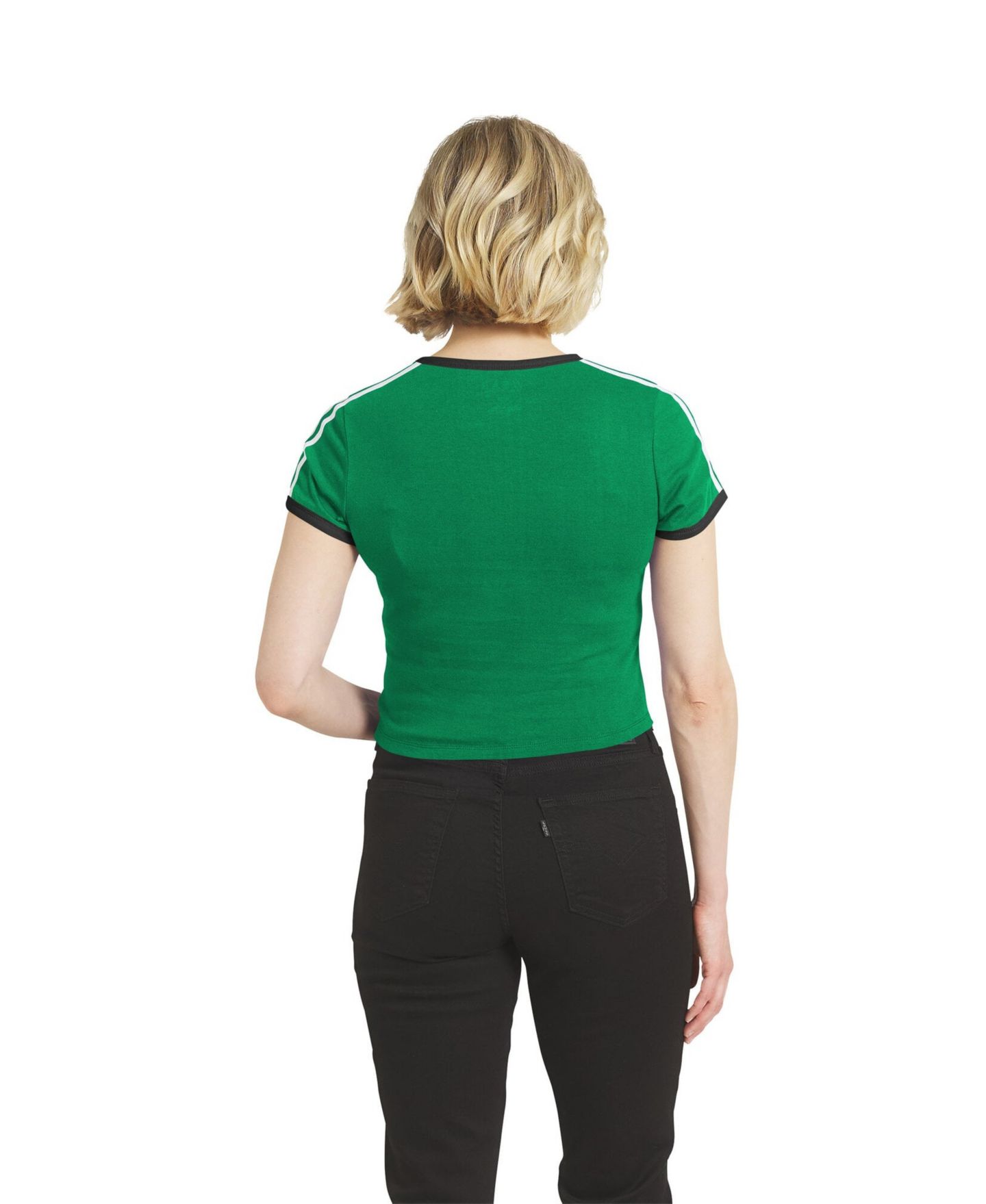 Женская футболка WEAR by Erin Andrews Kelly Green Philadelphia Eagles Cropped Throwback Ringer Baby T-Shirt — фото 2
