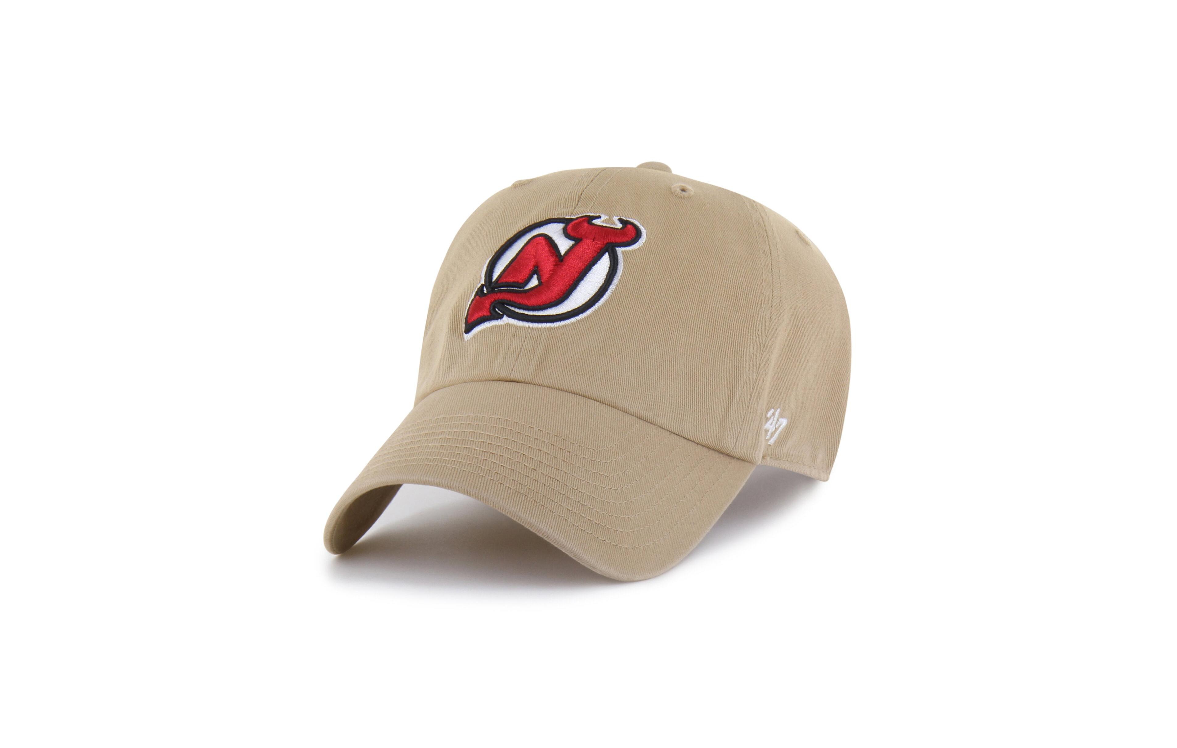 Men's '47 Khaki New Jersey Devils Logo Clean Up Adjustable Hat