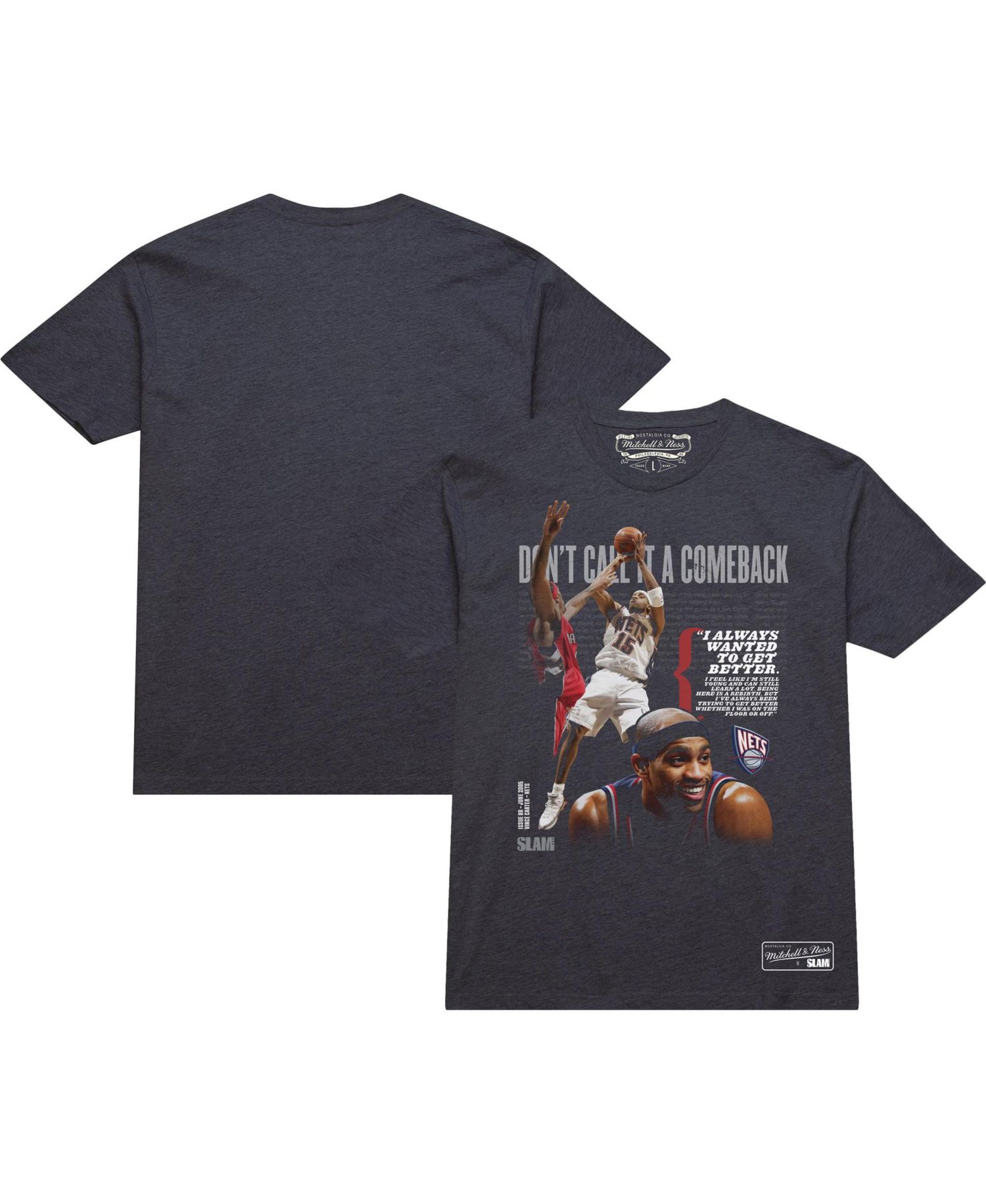 Men's and Women's Vince Carter Charcoal New Jersey Nets Don't Call It A Comeback T-Shirt