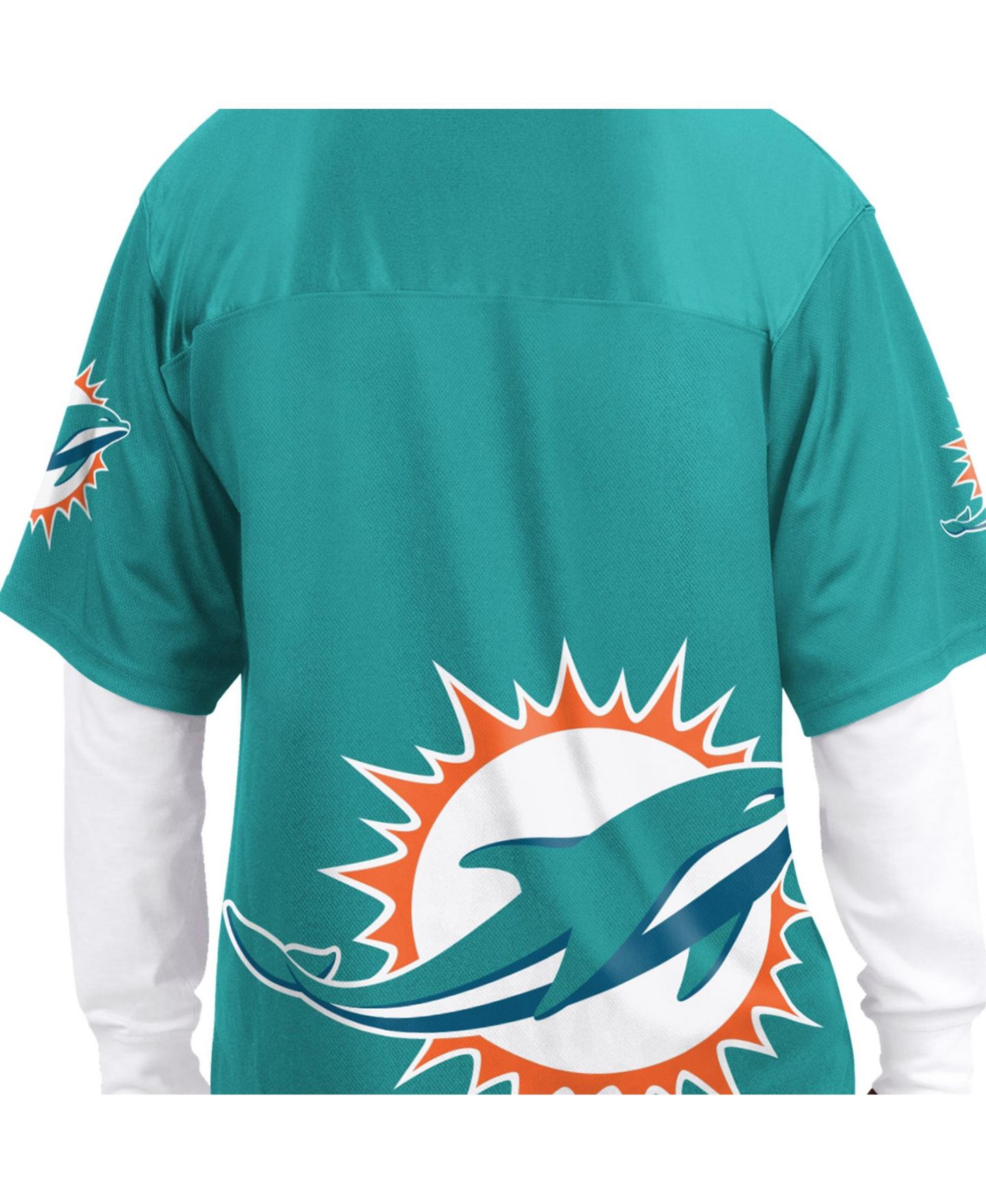 Мужские футболки Starter Aqua/White Miami Dolphins Short Sleeve & Long Sleeve T-Shirt Combo Pack — фото 8